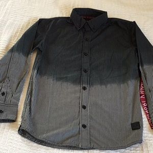 NWT boys size S8 long-sleeve button up ombré shirt